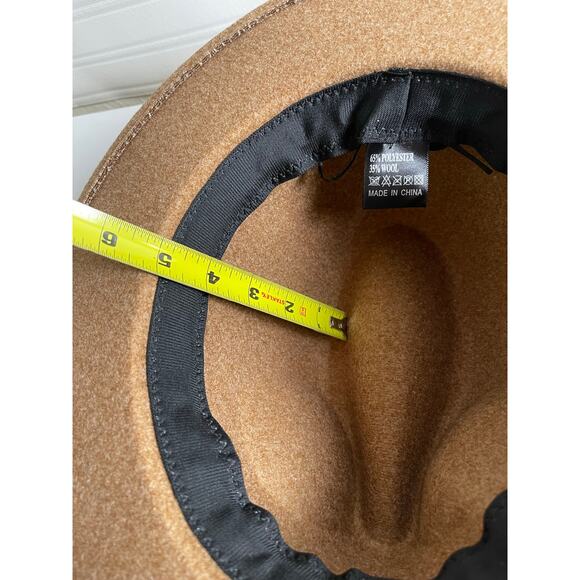 Women's Wool Blend Belted Hat Tan Elevated Boho Safari Moto Boho Monochrome - Picture 9 of 9